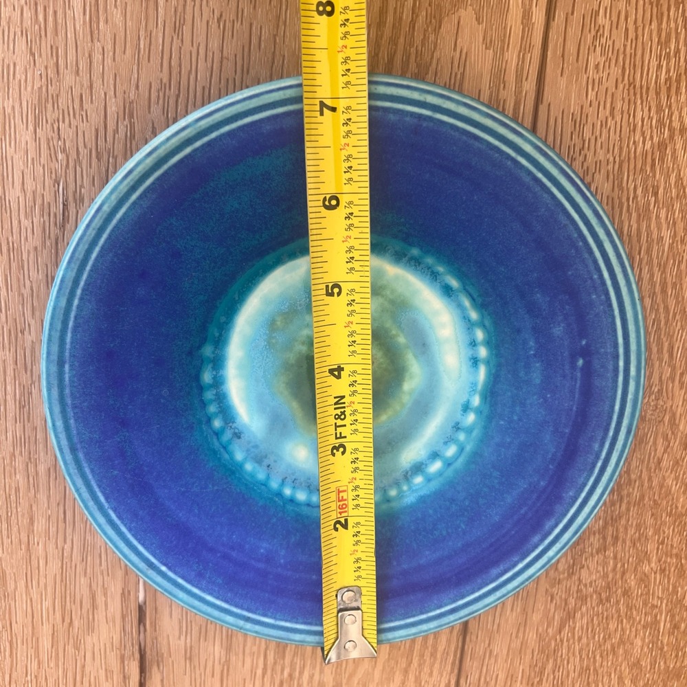 Kalipso Santorini Greek Pottery Blue Glazed Handmade Ceramic Plate 7.5 in. - Picture 6 of 11